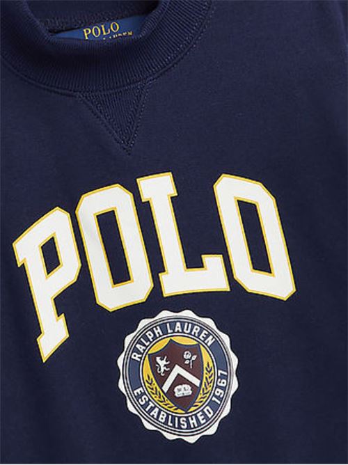 Felpa Bambina blu con bordi a coste POLO RALPH LAUREN | 313916830002